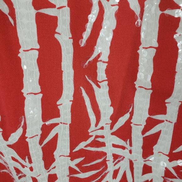 Michael Kors Skirt Women 6 Sequined Coral Bamboo Pattern Pencil Lined  Side Zip - Picture 2 of 6